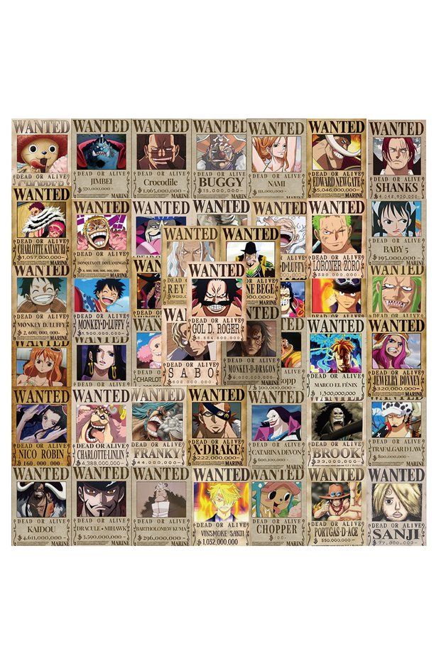 Bandai 56PCS 10/30/56PCS Small Anime One Piece Wanted Posters Stickers Cool Cartoon Decal Laptop Dia