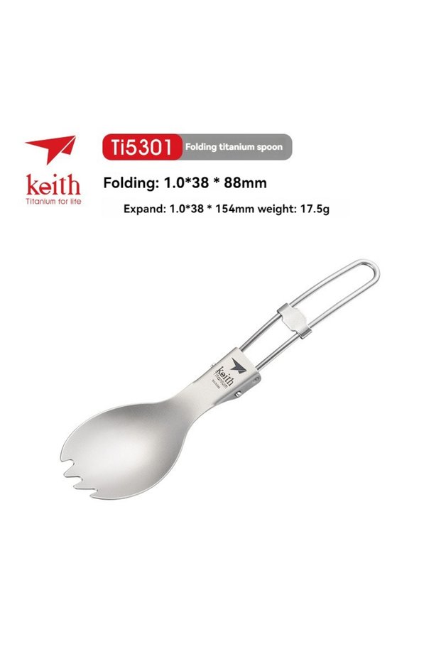 Ti5301 Keith Titanium Tableware Spork Fork Spoon Portable Healthy Lightweight Outdoor Picnic Folding