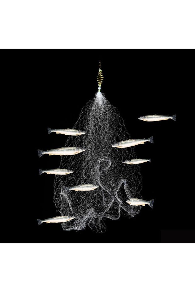 10cm 10Pcs Fishing Net Trap Mesh Luminous Bead Netting Sea Fish Net Tackle Design Copper Shoal Cast