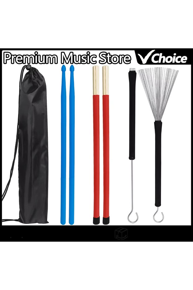 Drum Brushes Sticks Set 1 Pair Drum Brushes Nylon Drumstick Drum Sets Brush And Bamboo Drumstick Per