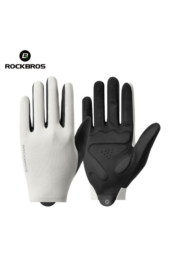 ROCKBROS M S408-1 White ROCKBROS Cycling Gloves Lightweight Breathable Non-slip Full-Finger Gloves S