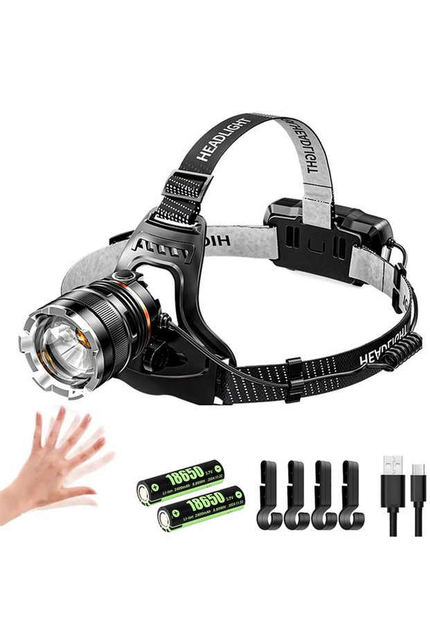 Heinast 2PCS 2400mAh Battery Sensor-Set A Powerful Headlamp 2*18650 Battery Rechargeable High Power