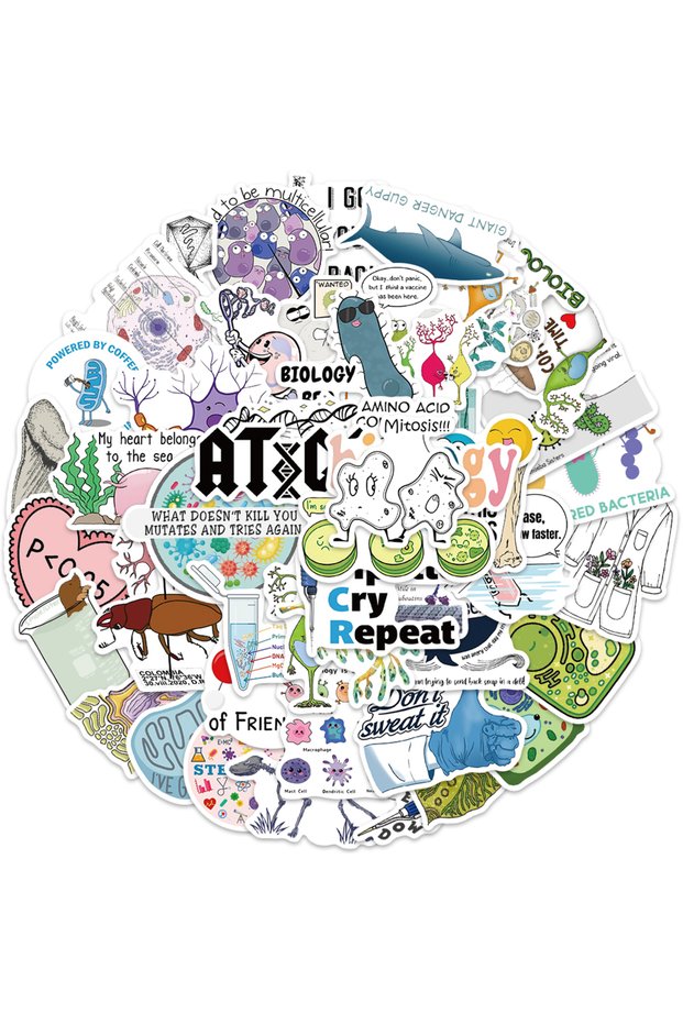 50pcs All 50PCS Biology Style Stickers for Kids Scrapbook Diary Luggage Laptop Phone Sticker Toys Fu