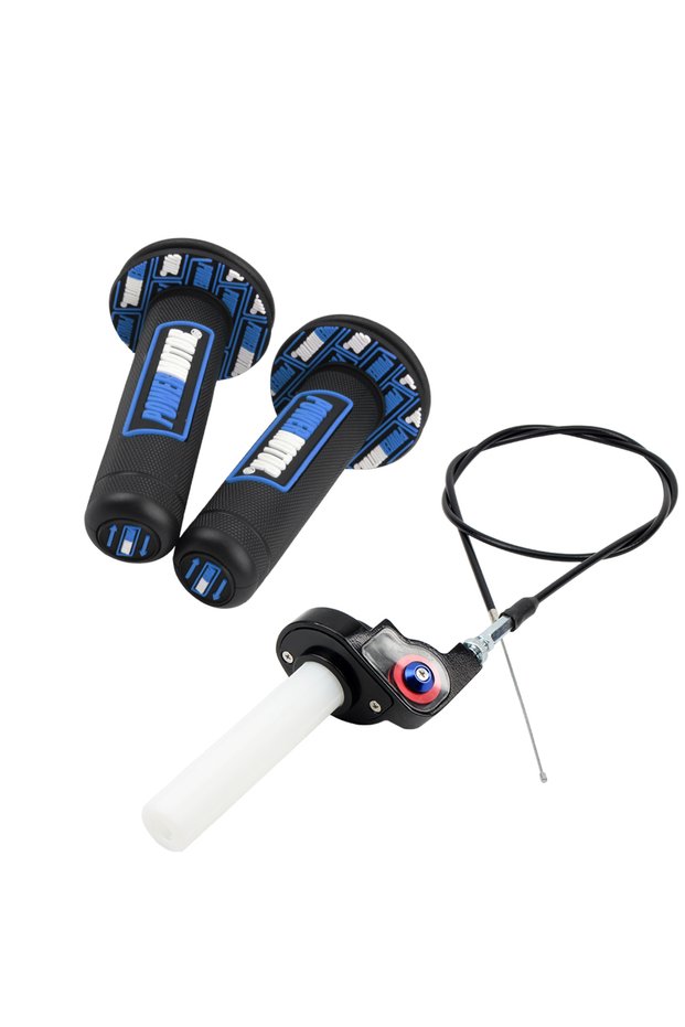 Blue black Motorcycle Quick Twist Throttle Settle Grips 22mm Handle Grips Throttle Cable for Honda Y