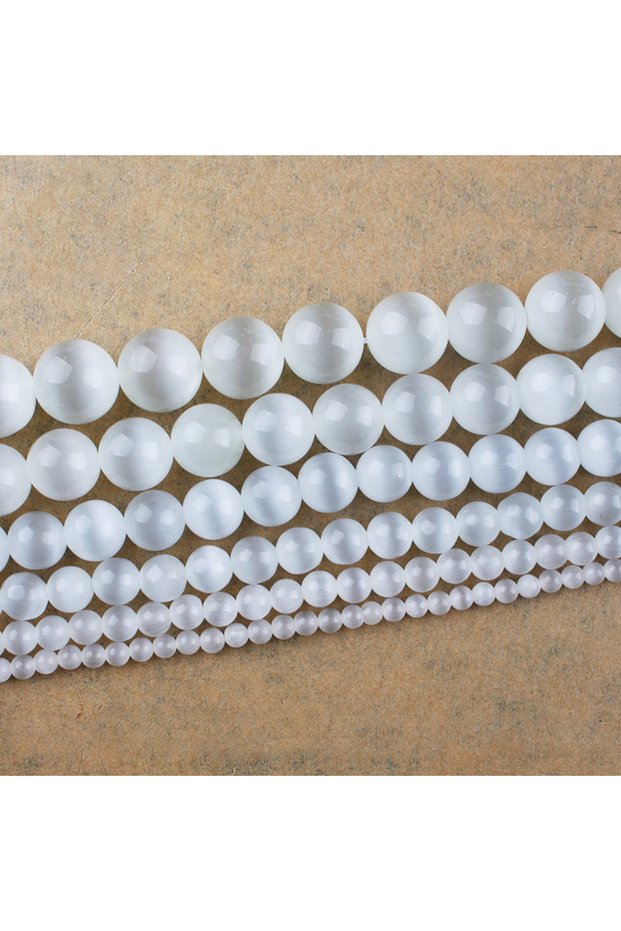 only 4mm New 4/6/8/10/12mm A Grade White Cat Eye Stone Beads For Jewelry Making Opal DIY Bracelet Ea