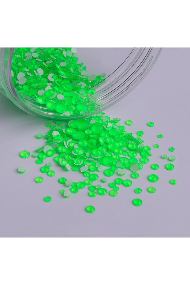 Neon Green 1440Pcs SS6-SS20 Mix Size Glass Flat Back Neon Rhinestone Glitter Round Diamond Non Hotfi