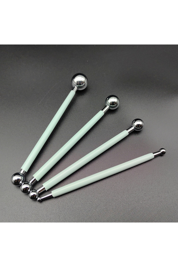 Green 4-piece 8-headSoft Pottery Stainless Steel Indentation Pen Ball Rod Steel Ball Pen Clay DIY Ha