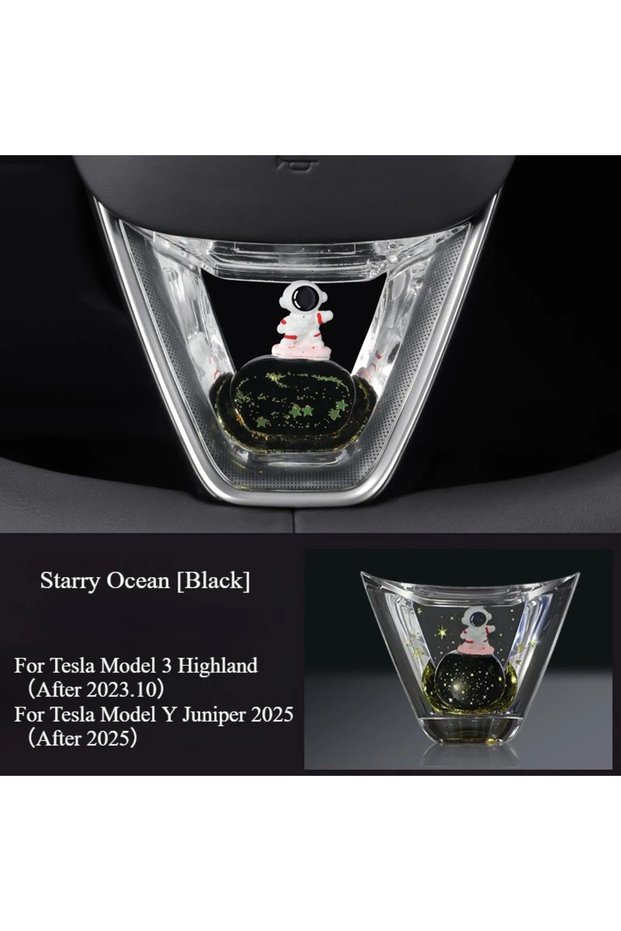 Starry Ocean Black For Tesla Model 3 Highland Model Y Juniper 2025 Steering Wheel Trim Sticker Dynam