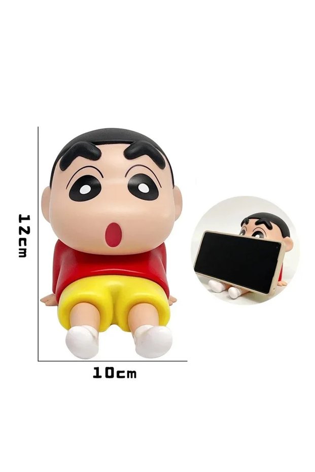 02 Crayon Shin-Chan Anime Figure Phone Holder Kawaii Desktop Ornaments Phone Support Mini GK Collect