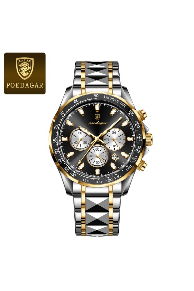 815 Golden Black POEDAGAR Fashion Brand Men Watch Waterproof Stainless Steel Luminous Men's Watches