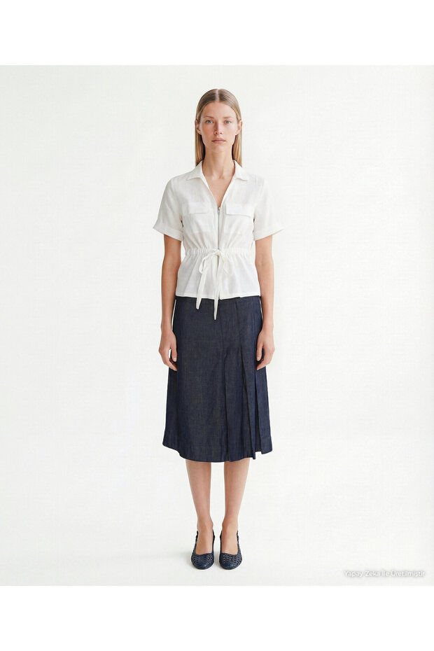 Fitted V-Neck Short Sleeve Jacket