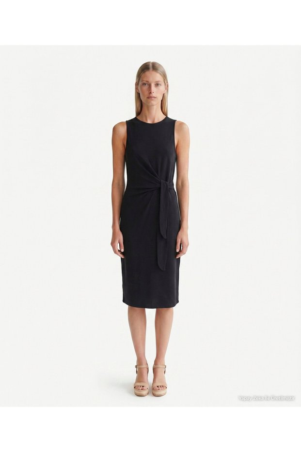 Plain Crew Neck Sleeveless Dress
