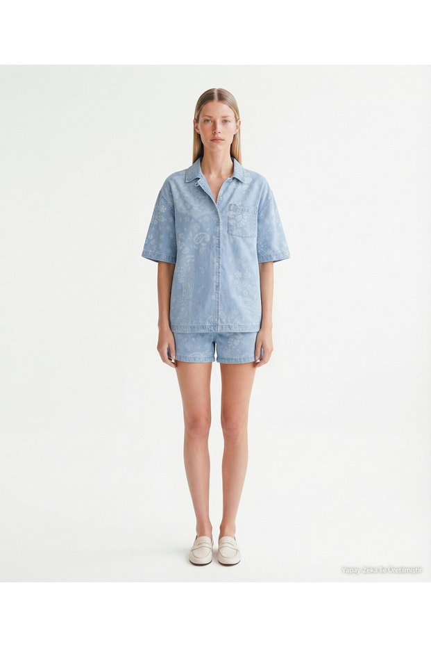 Regular Shirt Collar Short Sleeve Shirt