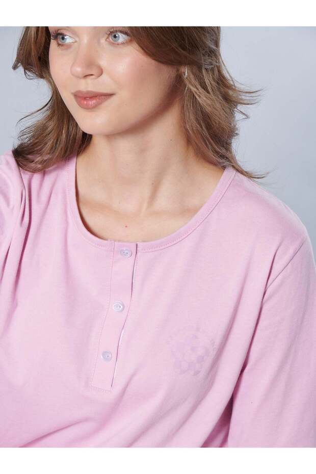 Women's Cotton Pajama Set Long Sleeve Lapel Collar Patterned Comfortable Homewear 79-117