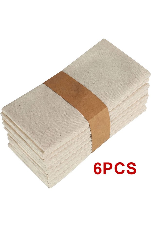 Beige 6pcs Set Of 6/10/12 45x45cm Tablecloth Napkins, Durable Polyester Thickened Pads, Reusable Kit