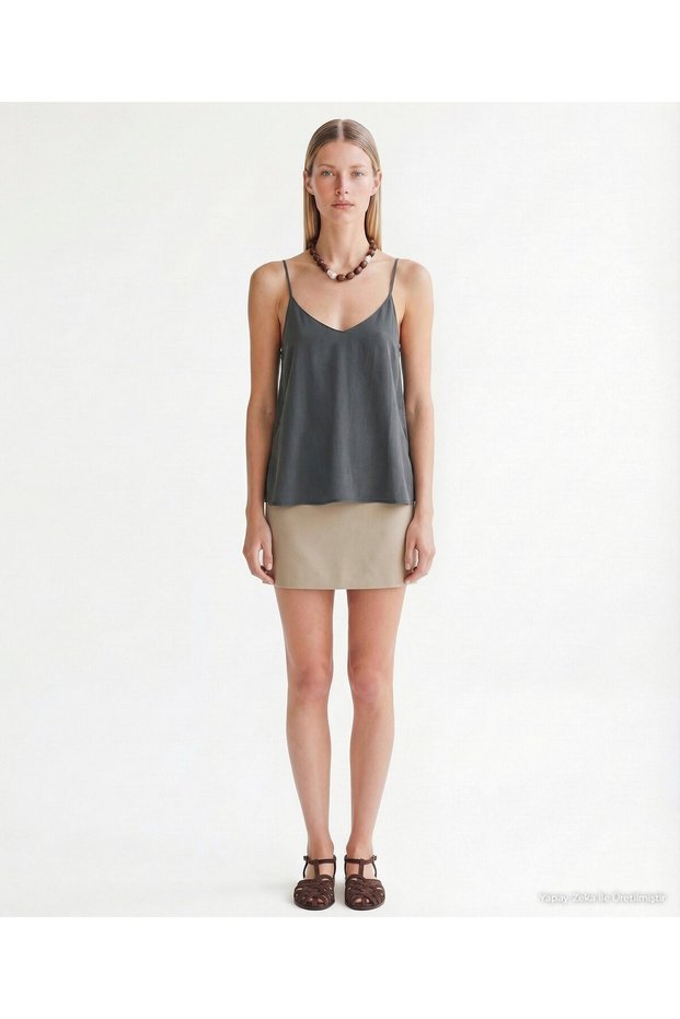 Regular V-Neck Strappy Blouse