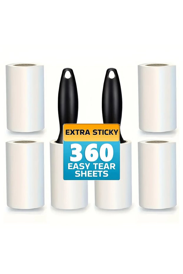 2 handles 6 paper Ultra Sticky Lint Roller for Eliminating Pet Fur-Ideal for Furniture,Clothing &Car