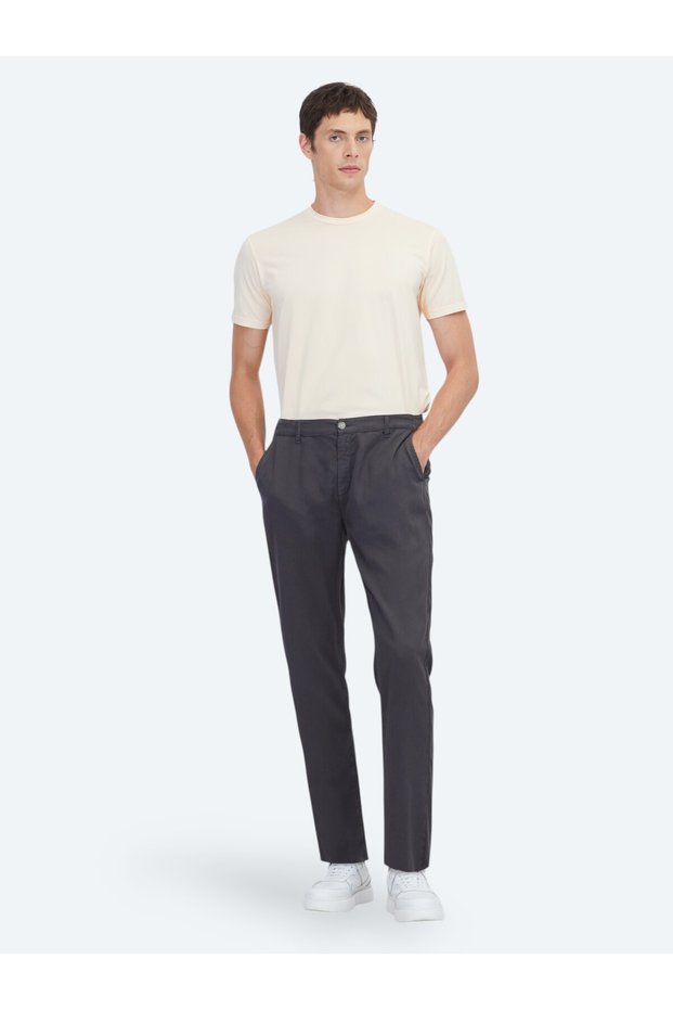 Smoked Fabric Jogging Fit Casual Trousers