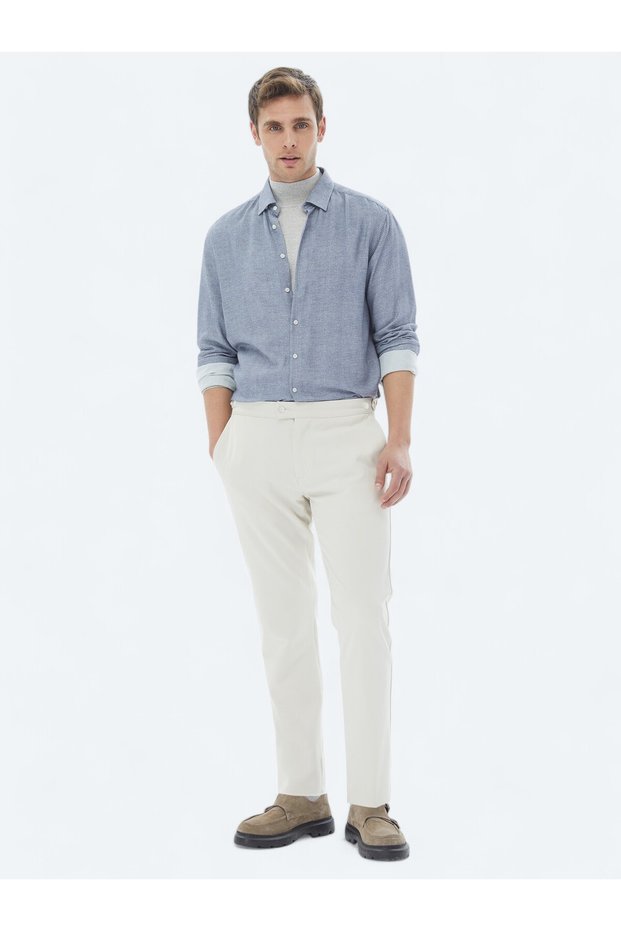Beige Woven Loose Fit Casual Trousers