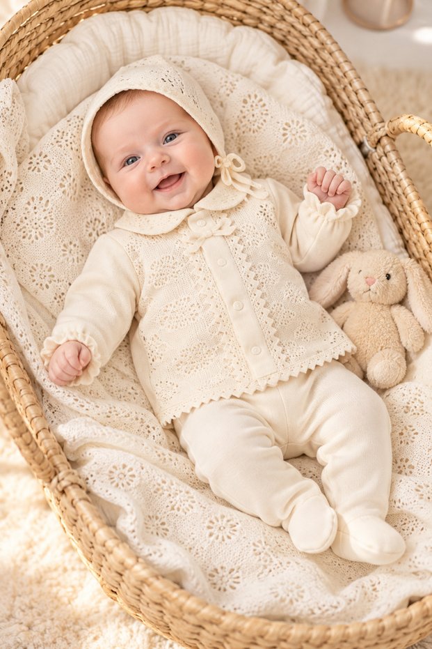 Pure Lace Lace Baby Girl Set of 5 Baby Newborn 5 Piece Hospital Release Bodysuit Set
