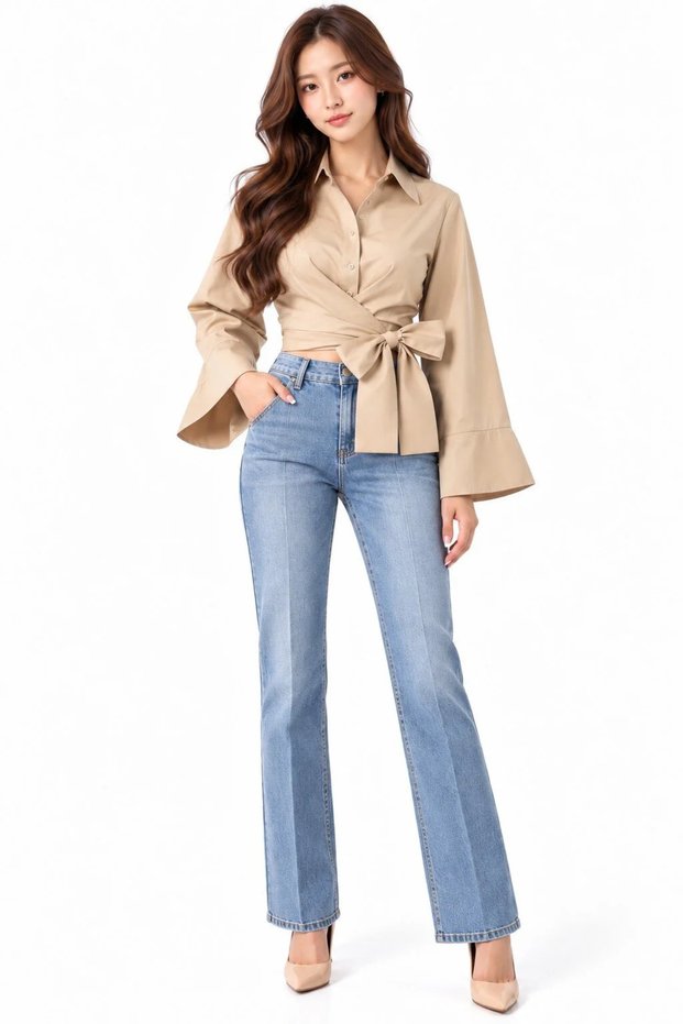 Tie-Up Shirt Trendy Buttoned Shirt
