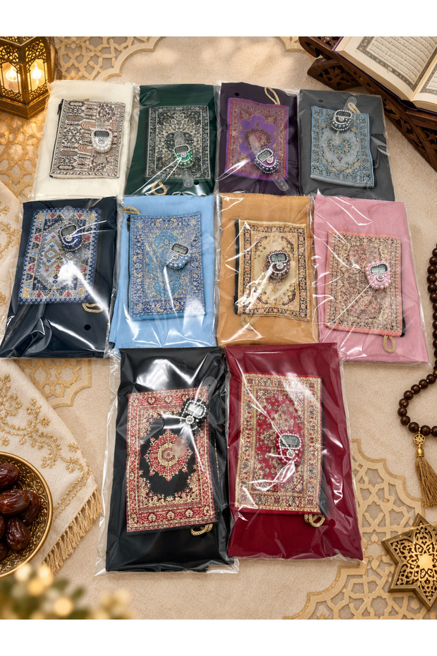 10 pieces mixed gift (dowry-mevlut-hajj-umra) gelatin flam cover wallet stone zikirmatic set
