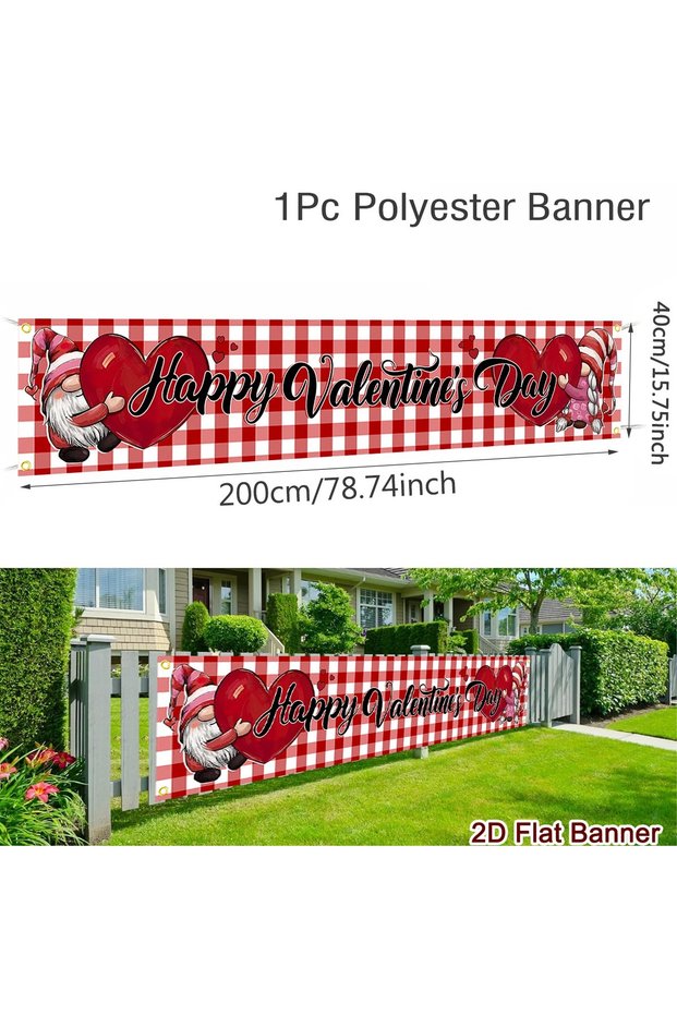 Style-02 Valentine's Day Outdoor Love Heart Background Decor Banner for Wedding Bridal Shower Birthd