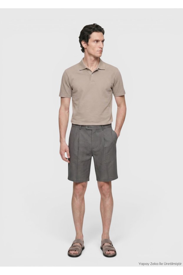 Beige Plain 100% Cotton T-Shirt