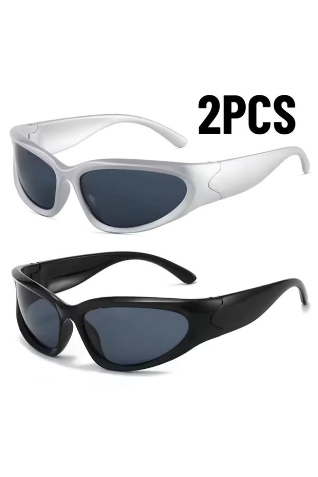 set2 2/3pcs Fashionable Men and Women Sunglasses High-end Y2K Square Bicycle Glasses Resistant Sungl