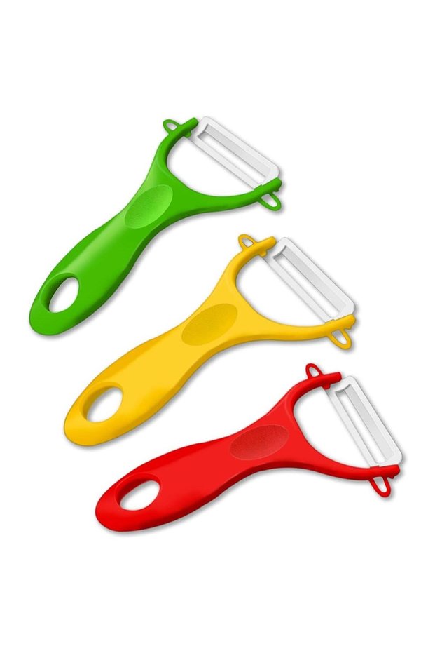 Red green yellow 3pcs Ceramic Peeler, Fruit Peeler, Kitchen Vegetable Peeler, Ceramic Does Not Rust,