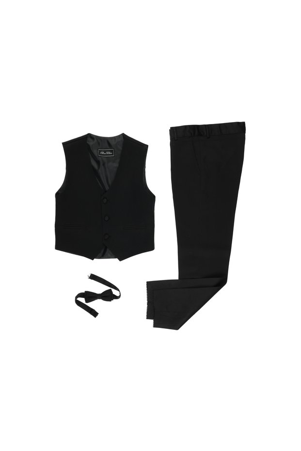 Boy's Black Tuxedo Suit with Shawl Collar Vest