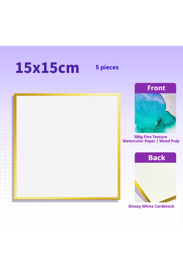 5Sheets 15cm gold Borrence 300g Watercolor Paper Signing Board 2.0mm Thicked Blank Whiteboard For Wa