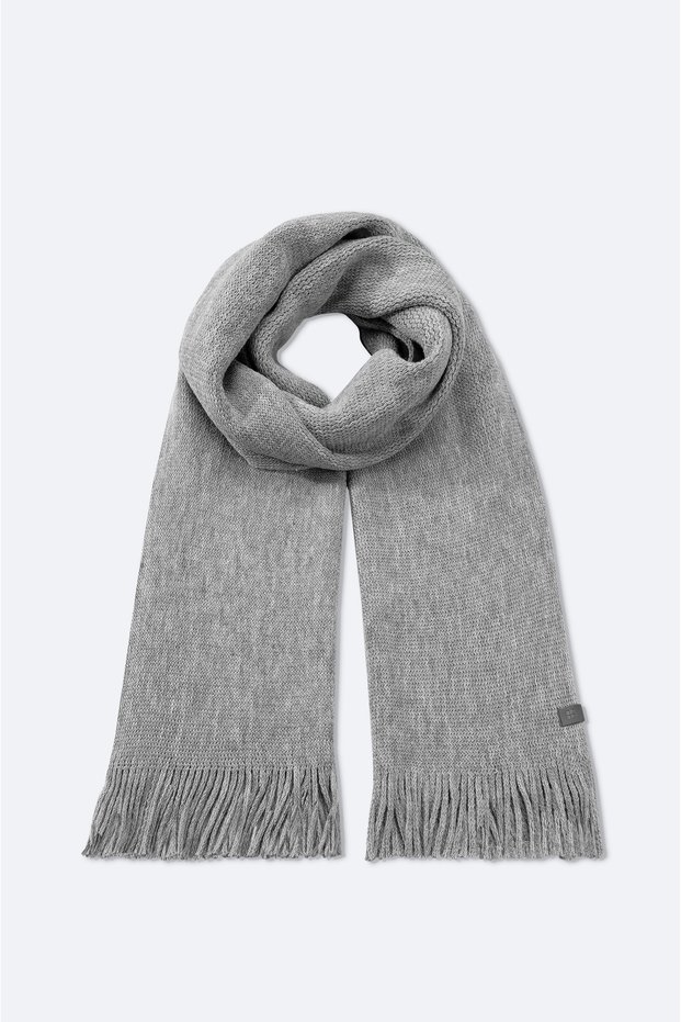 Men's Gray Basic Tasseled Shawl A52Y9401