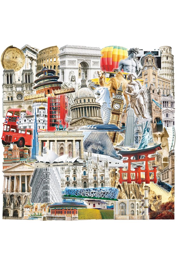 50PCS 10/30/50pcs Transparent Mix World Famous Building Stickers Aesthetic Travel Landmark Decal Wat