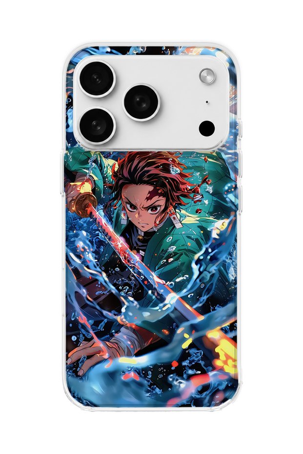 iPhone 18 Pro Compatible Anime Water Sword Printed Transparent Phone Case