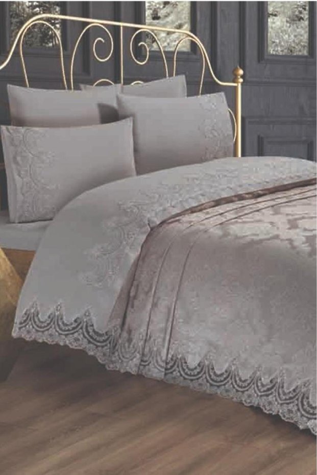 French Laced Dowry Pique Set Queen Gray