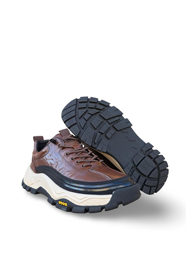 26K570 Genuine Leather Comfort Sole Men's Casual Shoes Brown