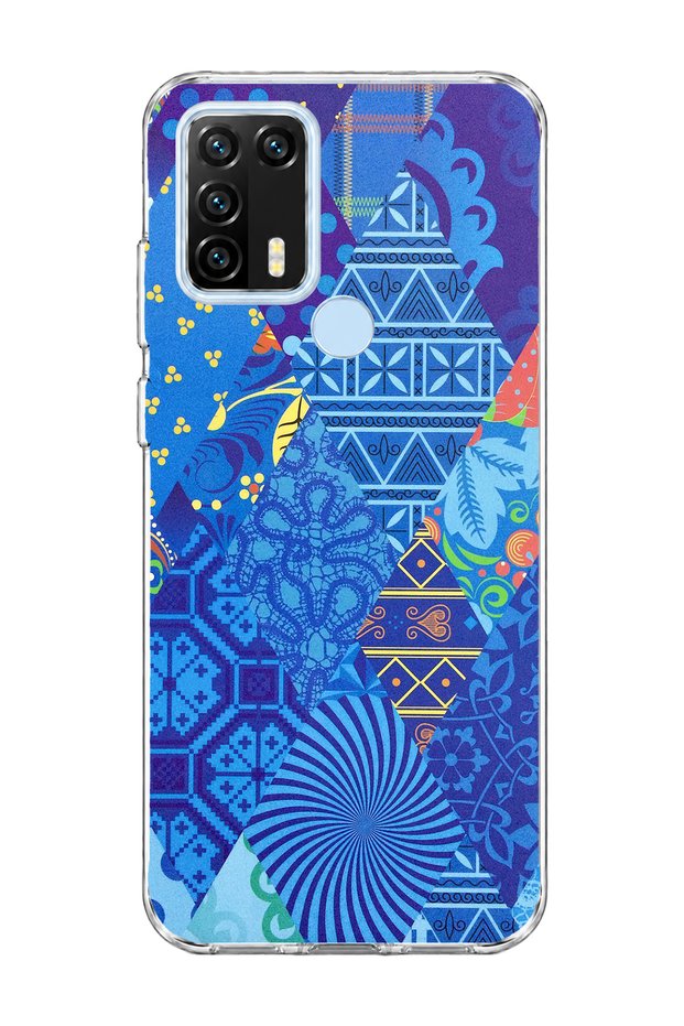 General Mobile Gm 21 Pro Compatible Blue Crayon Printed Transparent Phone Case