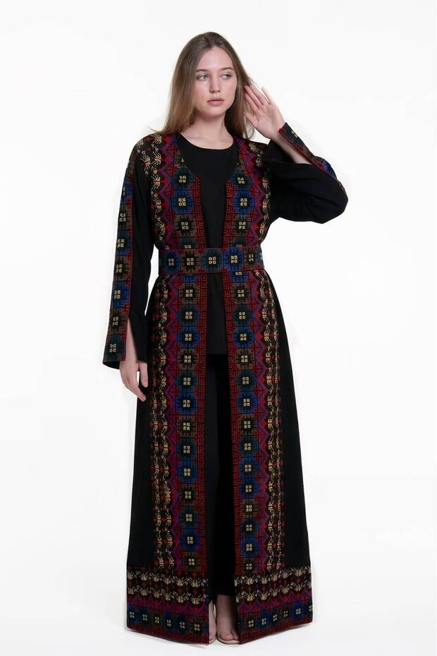 Women Traditional Embroidered Kimono Dress - Embroidered Tassel Kimono with Belt on the Waist