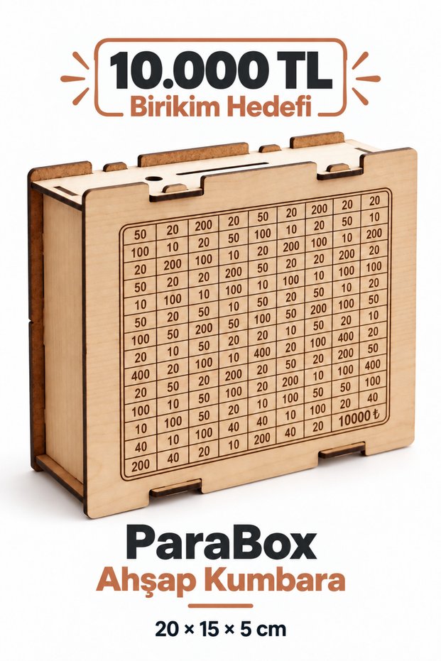 Wooden Parabox Piggy Bank – Money Saving Goal Box, Decorative Wooden Savings Bank