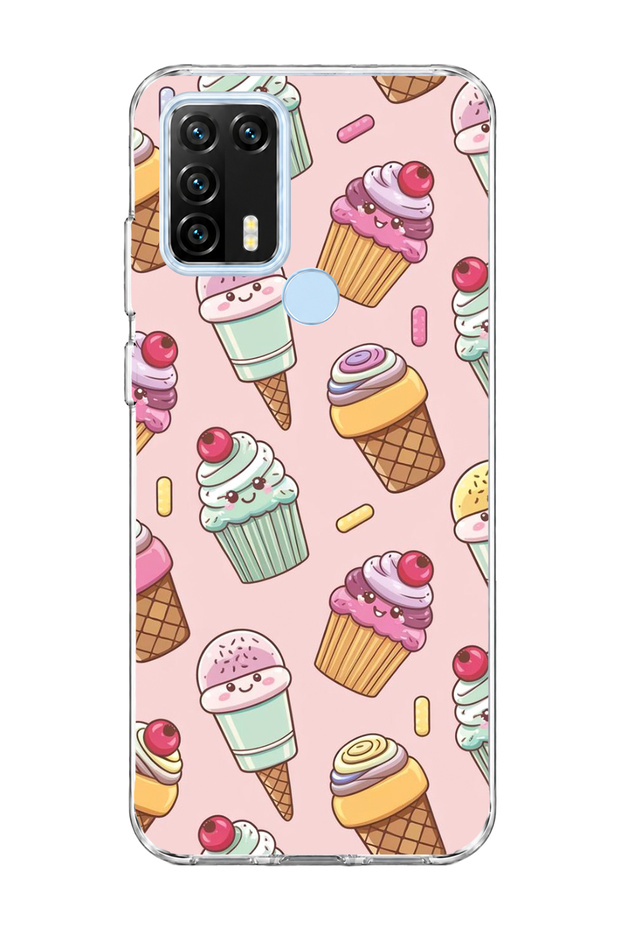 General Mobile Gm 21 Pro Compatible Ice Cream Cake Pink Printed Transparent Phone Case