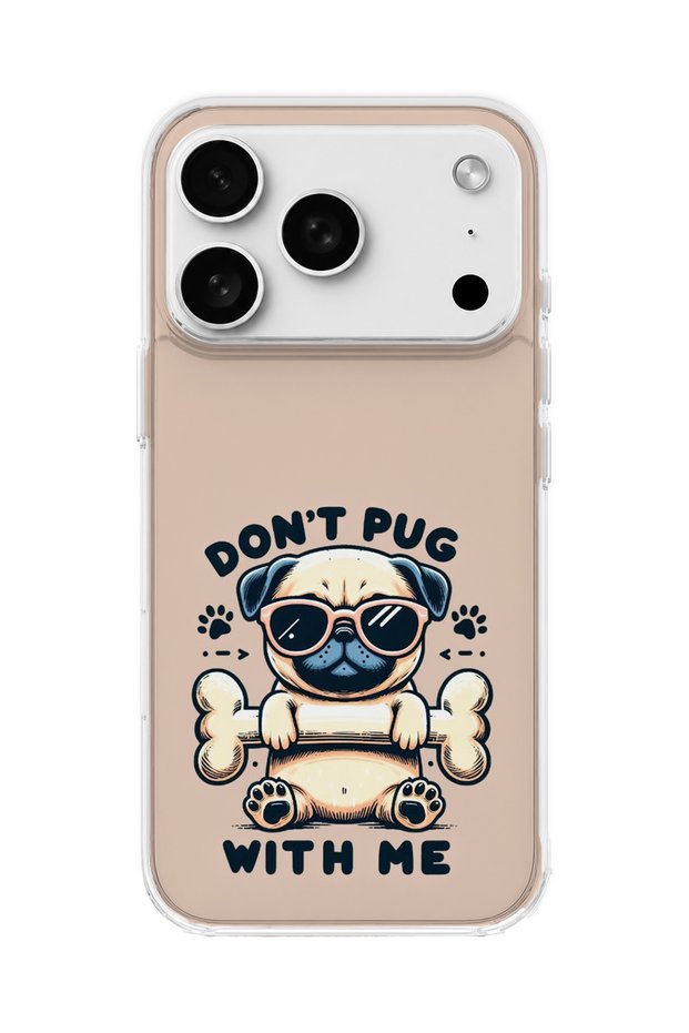 iPhone 18 Pro Max Compatible Glasses Dog Beige Printed Transparent Phone Case