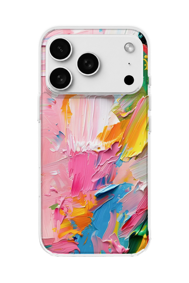 حافظة هاتف شفافة مطبوعة بتصميم فرشاة وردية متوافقة مع iPhone 18 Pro Max