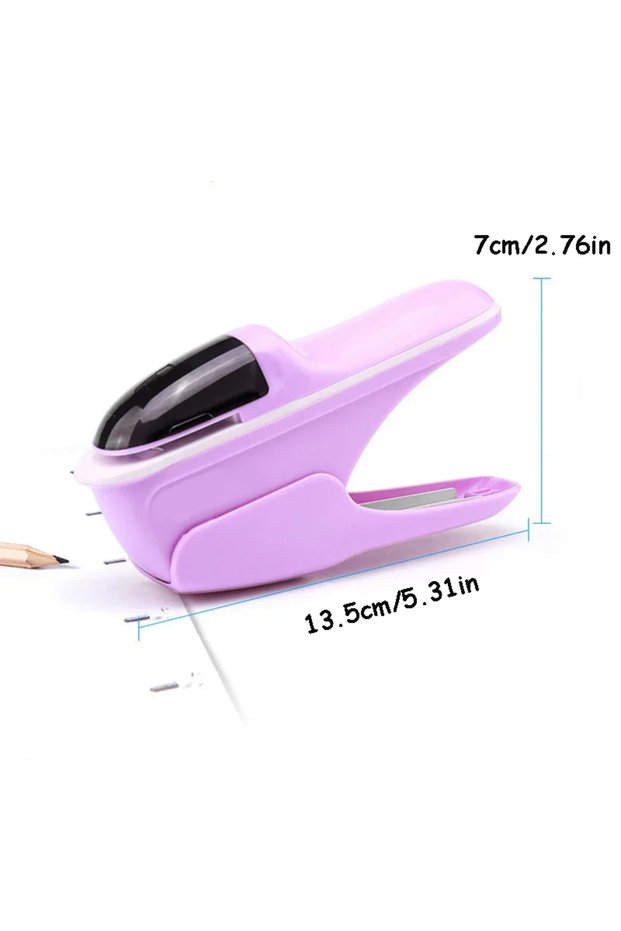 purpleA 1PC hand-held stapler without nails, bill paper and handbooks, document binding, office, hom