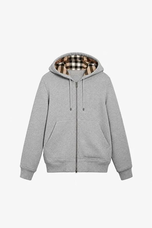 Drip Plaid Patterned Oversize Zip Hoodie Jacket