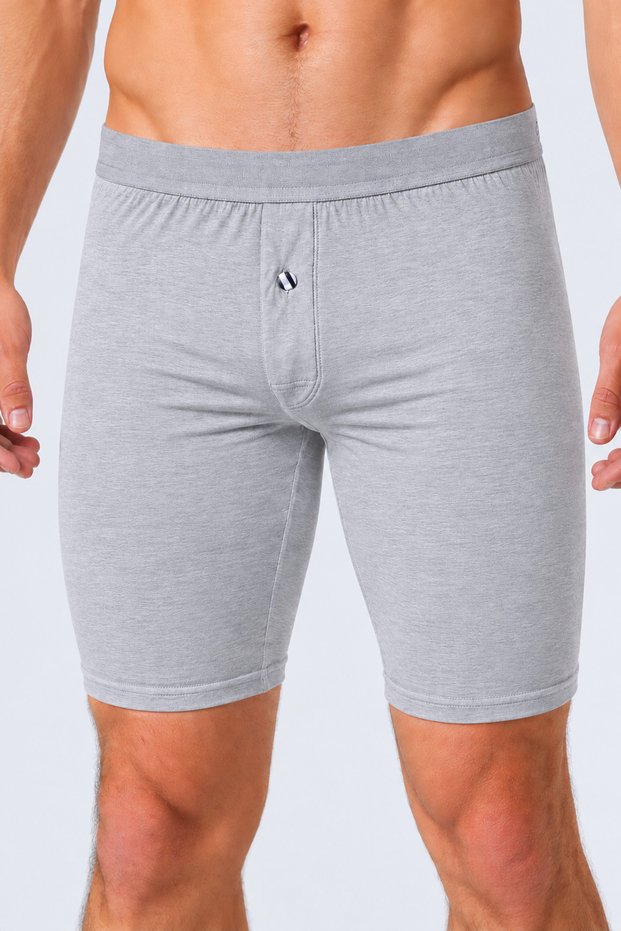 5 Pieces of Large Size Lycra Buttoned Long Men's Boxers 92% Cotton 8% Lycra