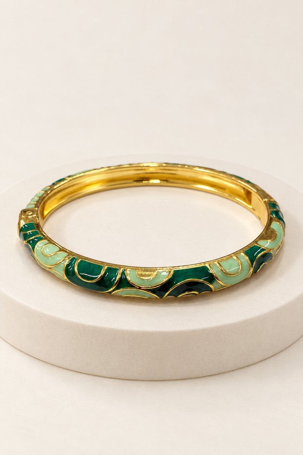 Women's Colorful Enamel Steel Bracelet with Patterned Stylish Cuff Bracelet
