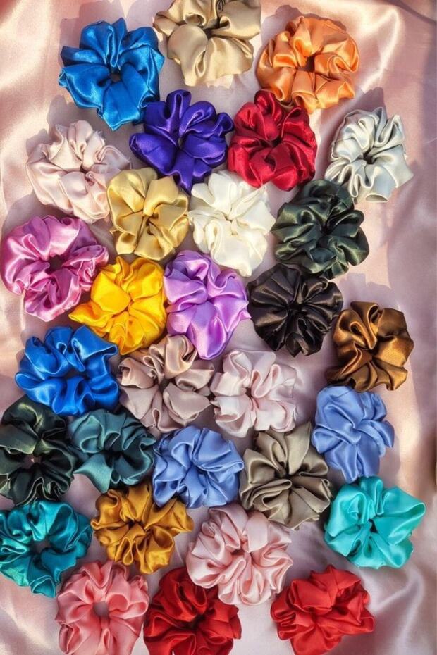 Satin Buckle 5 Pieces Mixed Color Satin Bagel Buckle Scrunchies