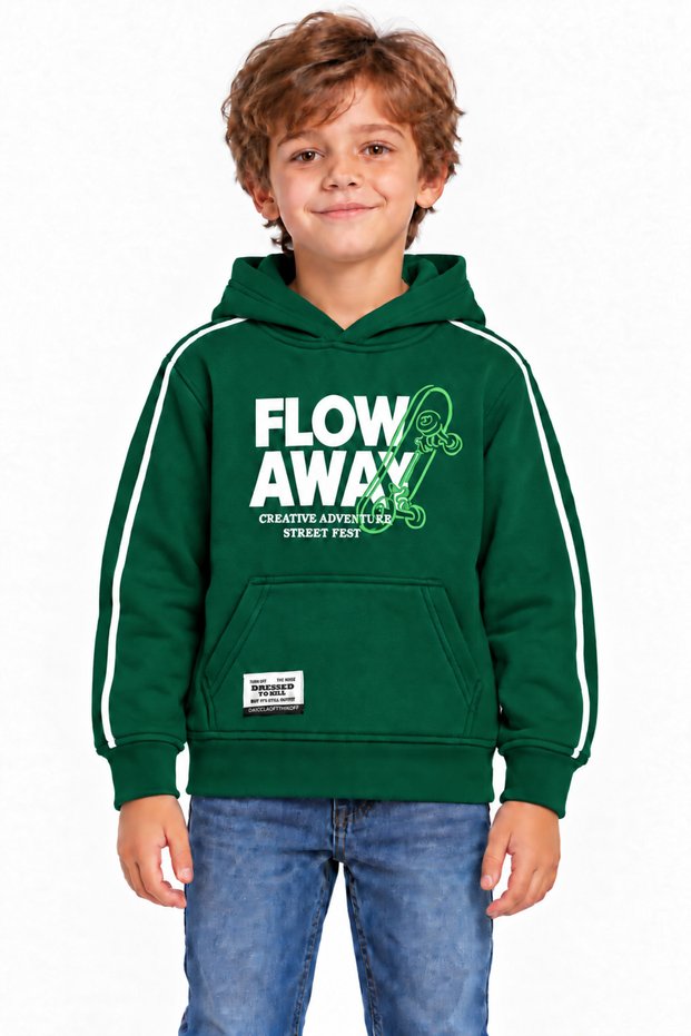 32510-26 Boy's Flow Away Printed Hooded Sweatshirt with Kangaroo Pocket and Back Print, Ages 5–8