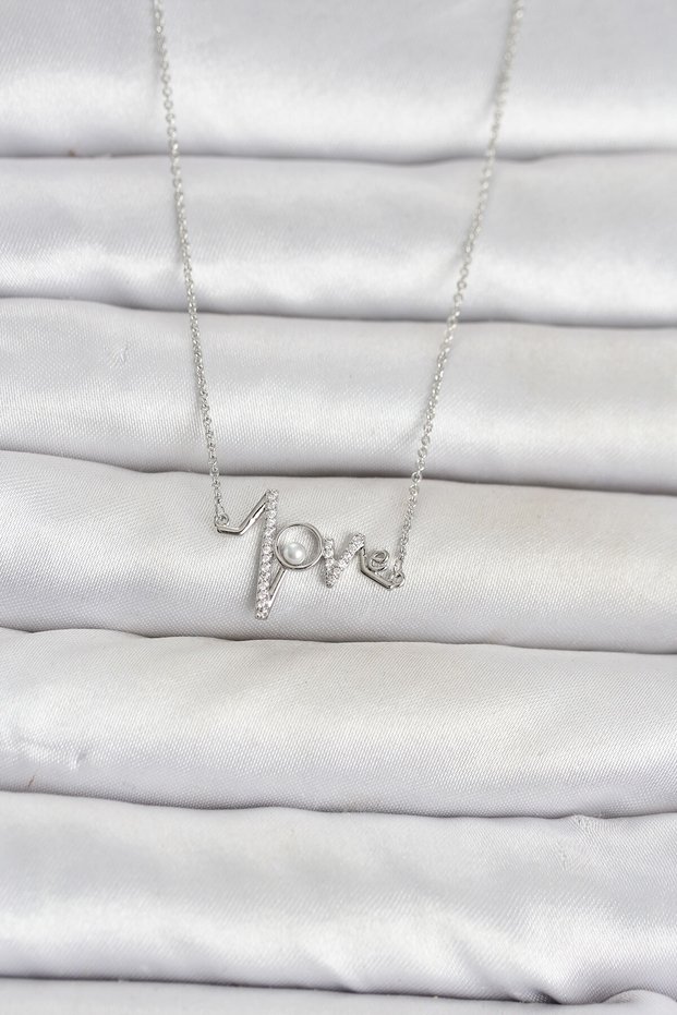 Brass Silver Color Heart Rhythm Model Women's Necklace